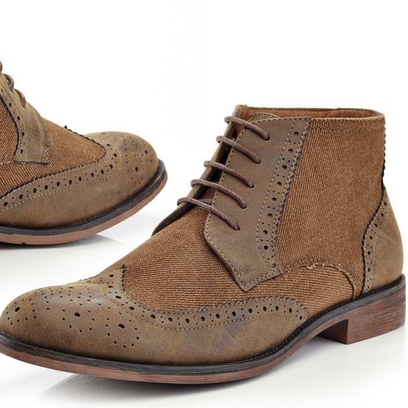 Henry Ferrera Other - Men's Denim Wing Tip Oxford Lace Up Dress Boots